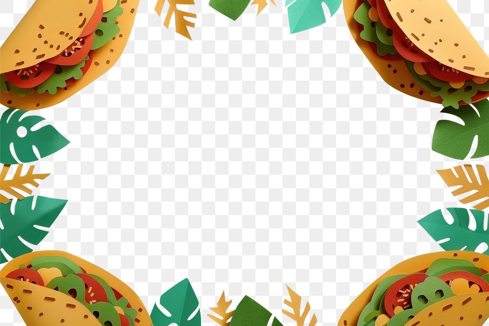 PNG Tacos frame paper leaf text.