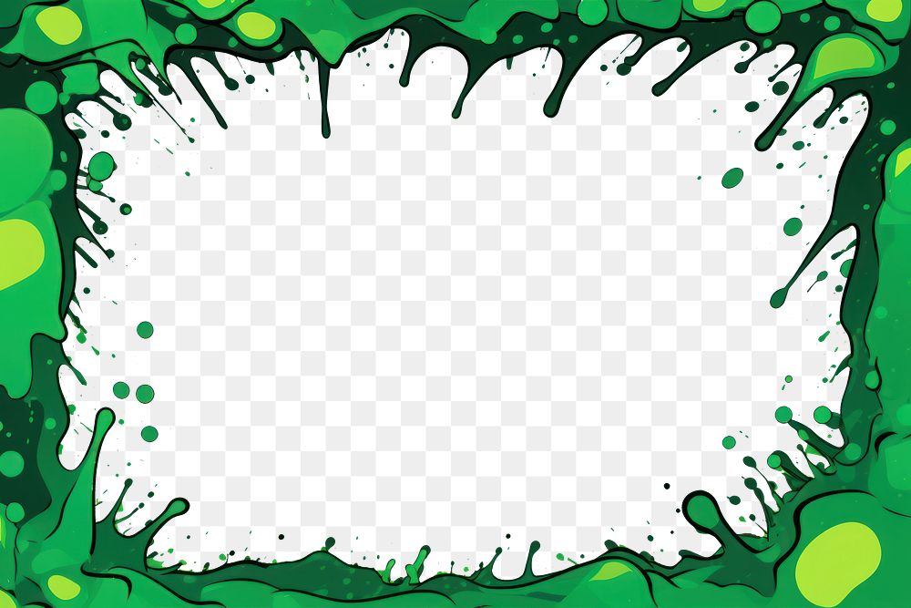 PNG Comic green poison melt splash border effect backgrounds abstract art.