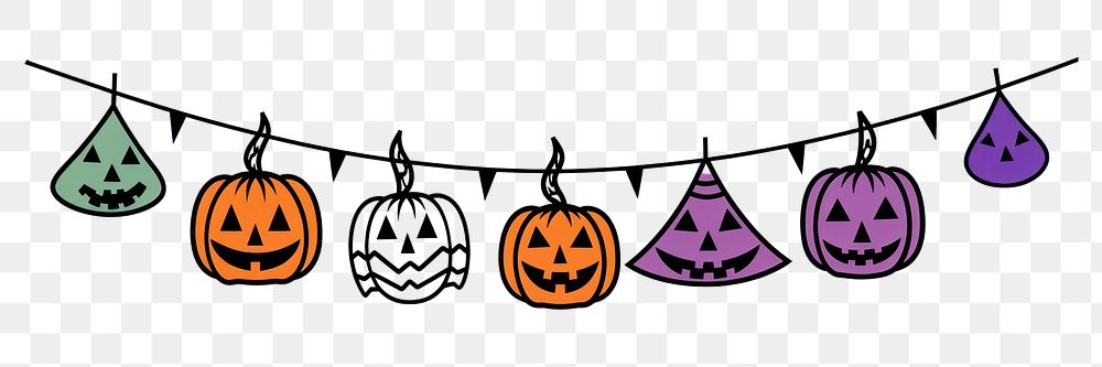 PNG Cute halloween flag string decoration line anthropomorphic.