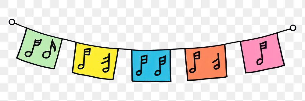 PNG Music note flag string line white background clothesline.