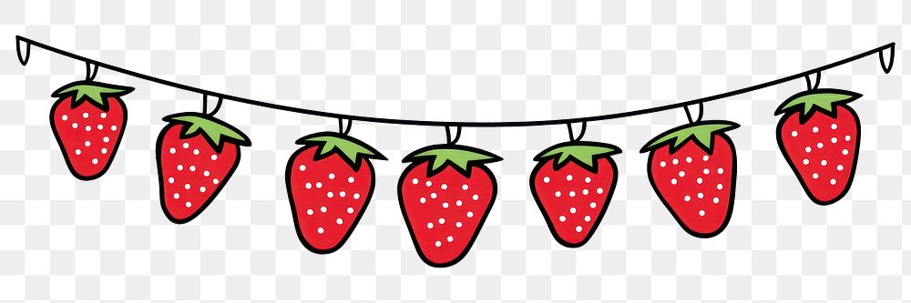 PNG Strawberry flag string fruit plant line.