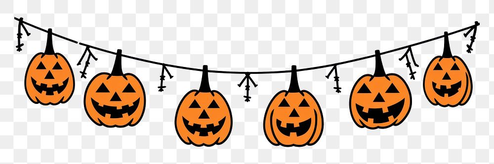 PNG Pumpkin halloween flag string decoration line anthropomorphic.