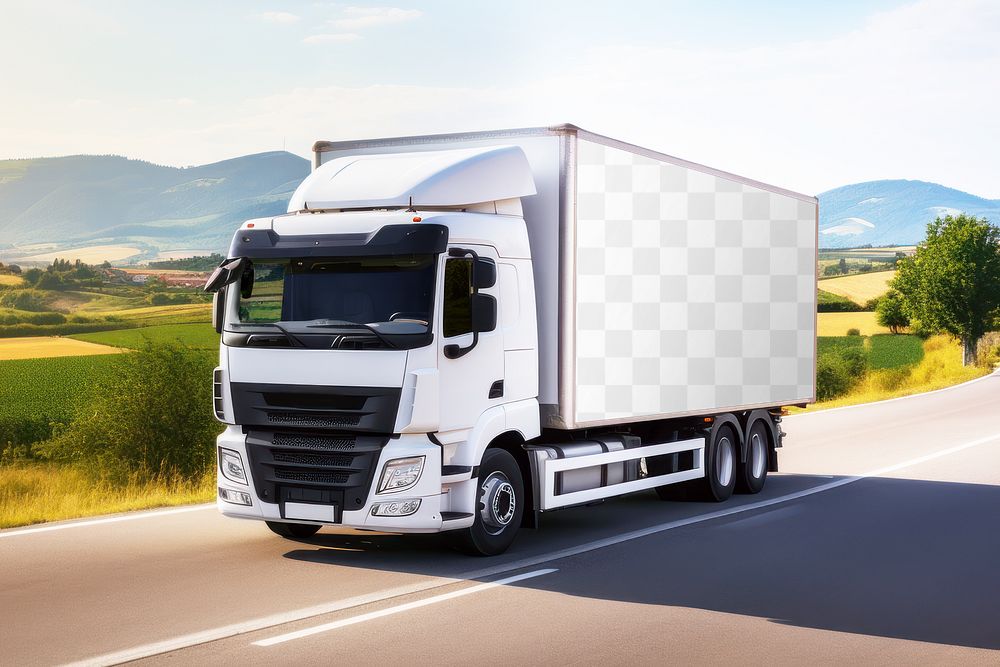 PNG Logistic truck billboard mockup, transparent design