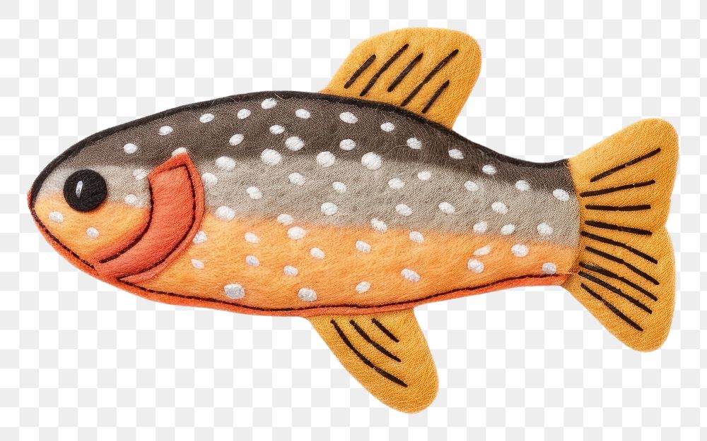 PNG Felt stickers of a single brookie animal trout fish.