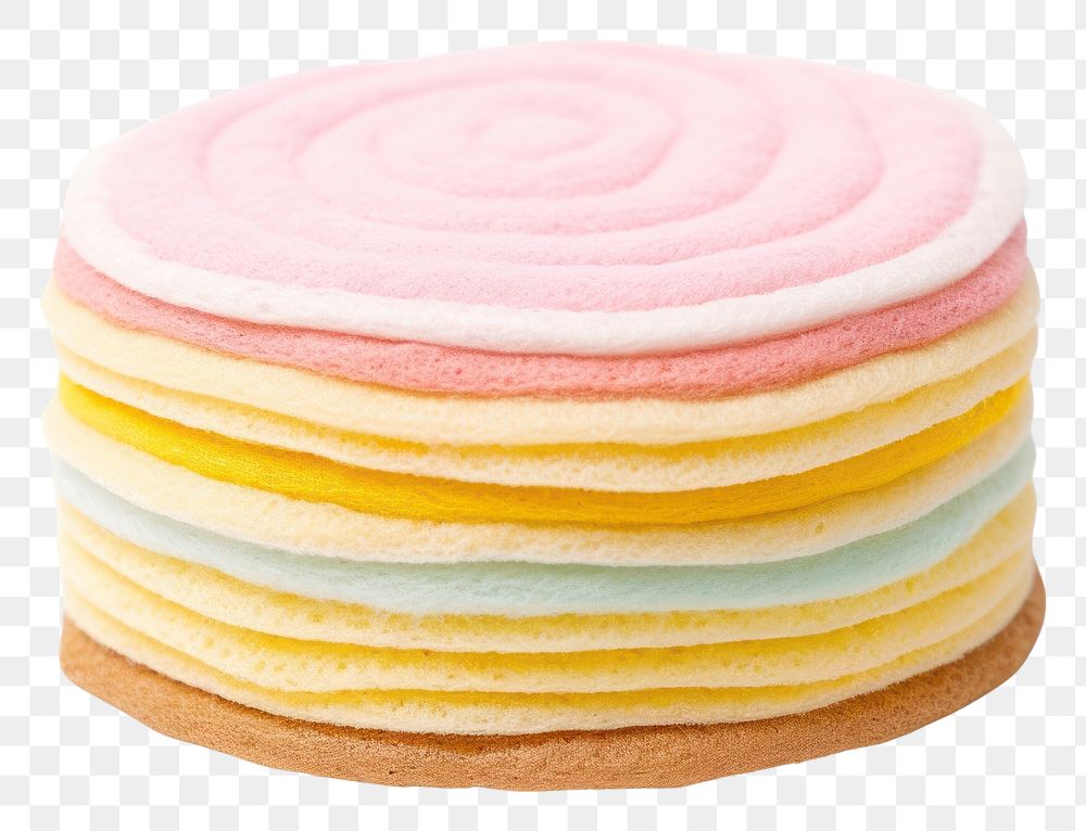 PNG Felt stickers of a single crepe cake confectionery dessert sweets.