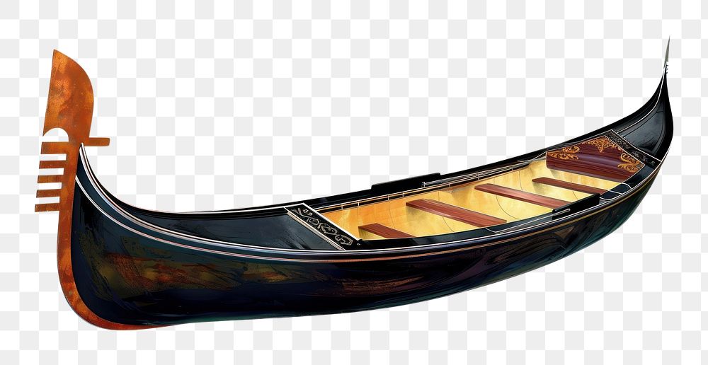 PNG Venetian gondola boat transportation vehicle rowboat.