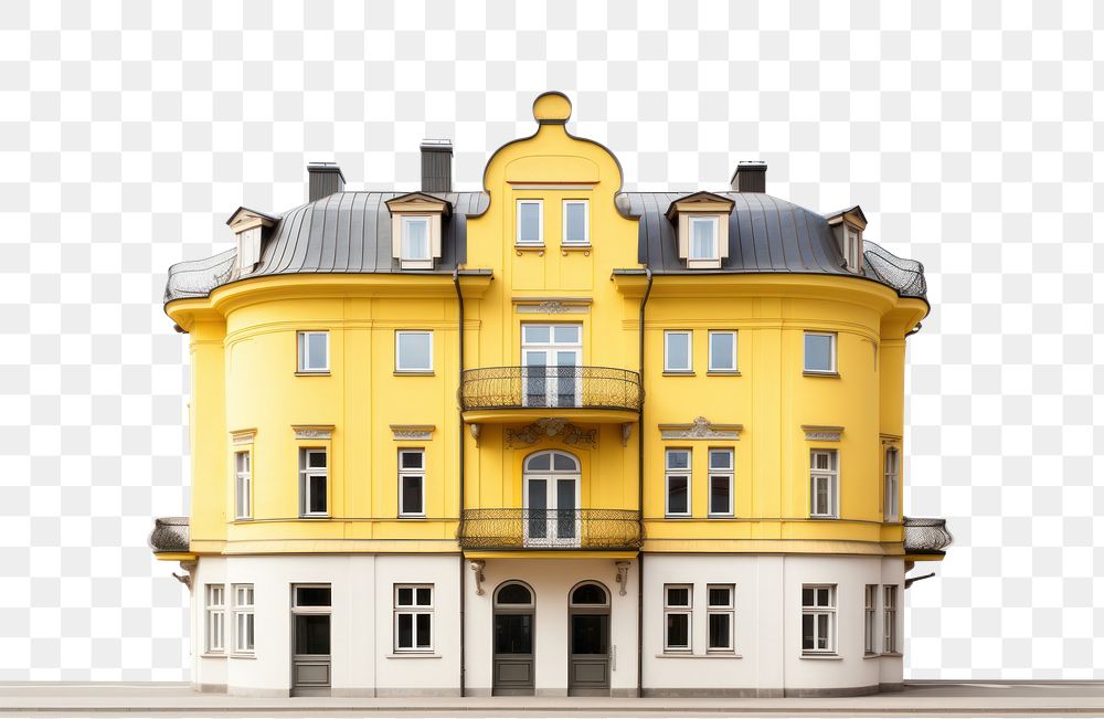 PNG Curve yellow house in stockholm architecture building city.