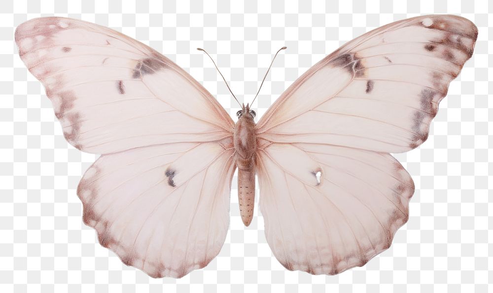 PNG  Close up on pale dreamy realism butterfly invertebrate animal insect.
