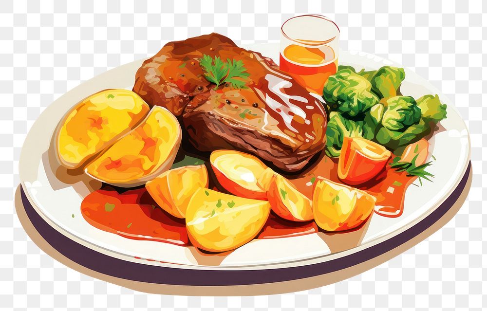PNG Roast dinner platter produce supper.