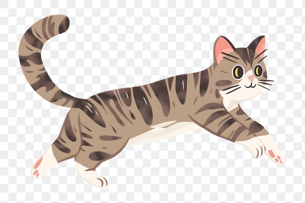 PNG  Tabby kitten jumping cat appliance animal.
