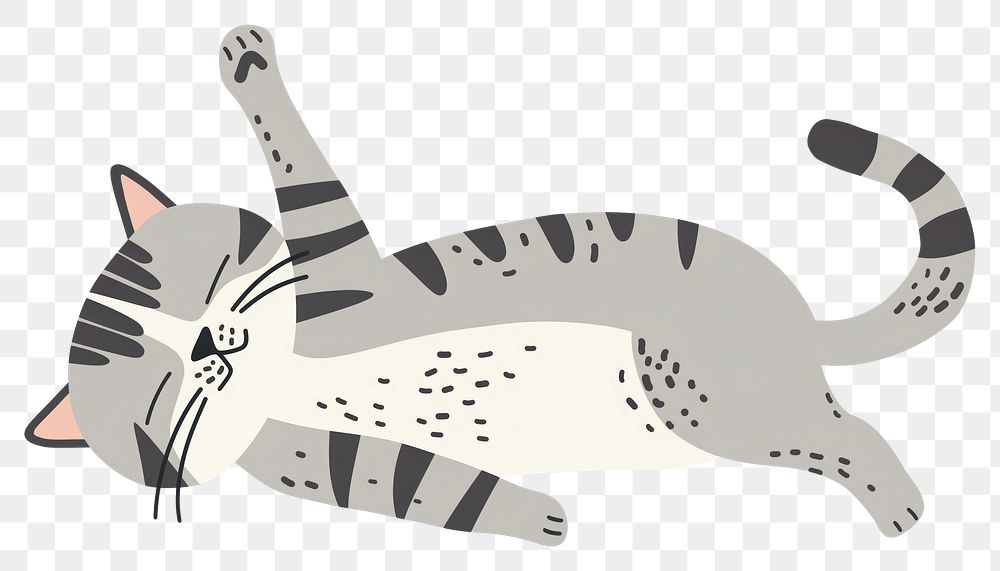 PNG  Tabby kitten rolling cat stencil animal.