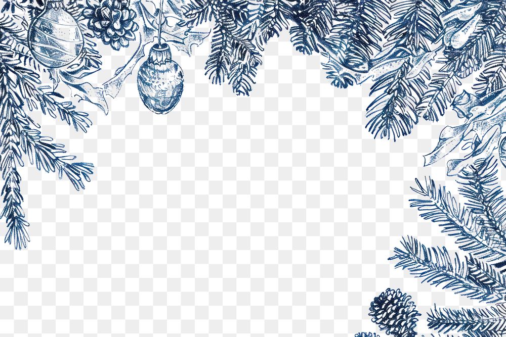 PNG Vintage drawing christmas border outdoors weather conifer.