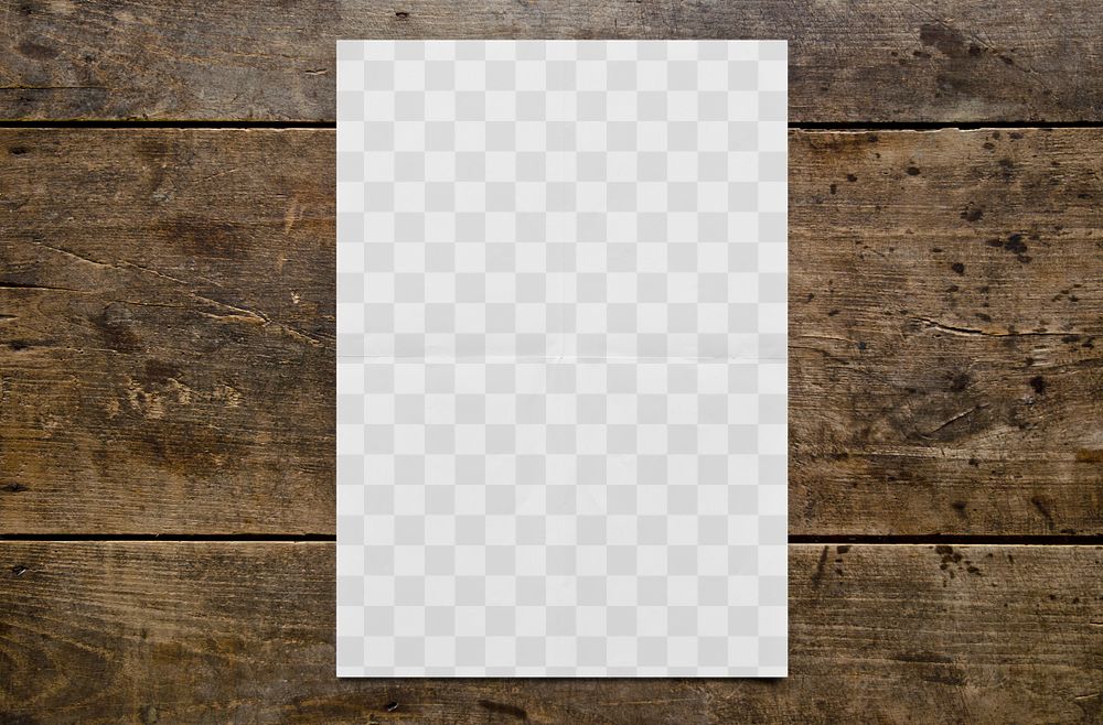 PNG Folded poster mockup, transparent design