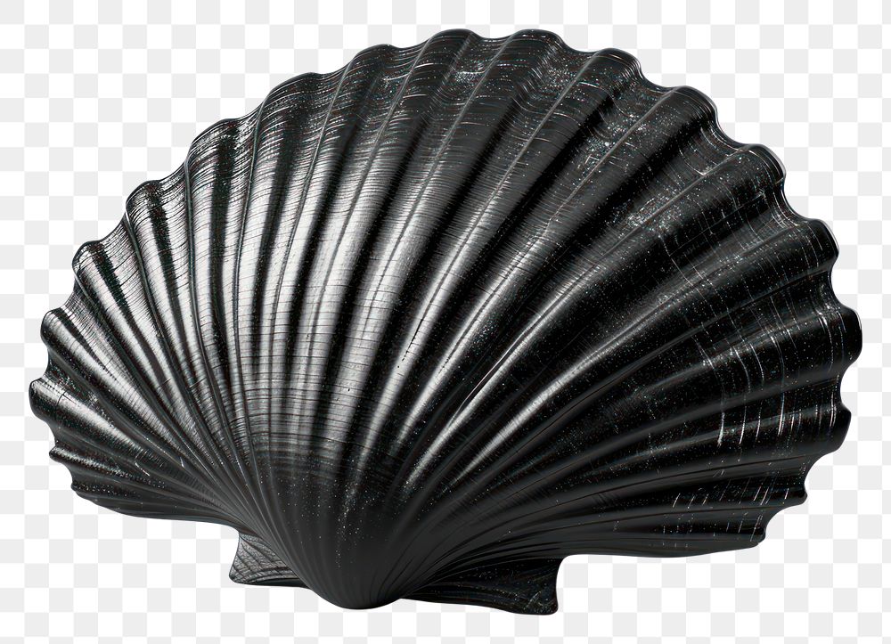 PNG Seashell black clam white background.