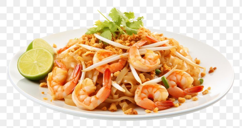 PNG Pad Thai Goong invertebrate spaghetti seafood.