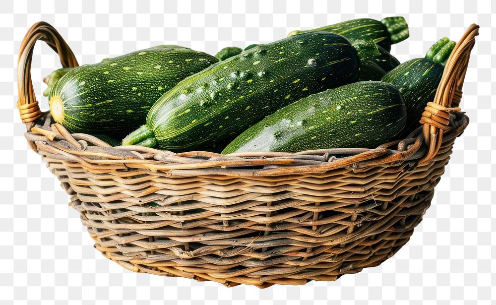 PNG Cucmbers in a basket vegetable cucumber zucchini.