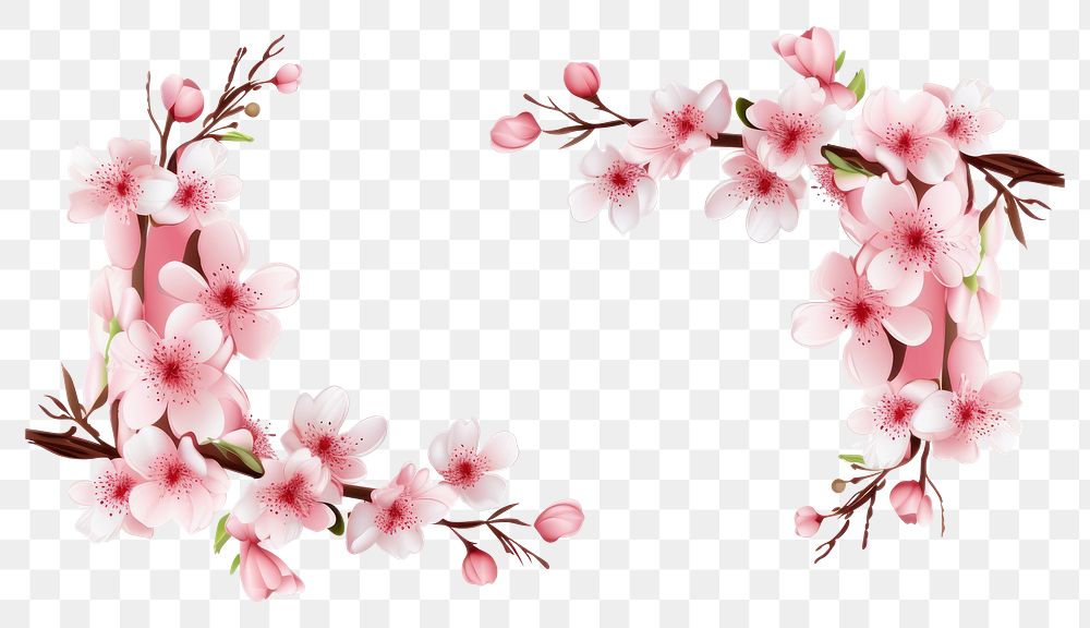 PNG Illustration of cherry blossom flower plant white.