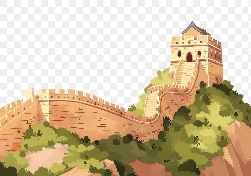 PNG Illustration of great wall of china architecture building castle.