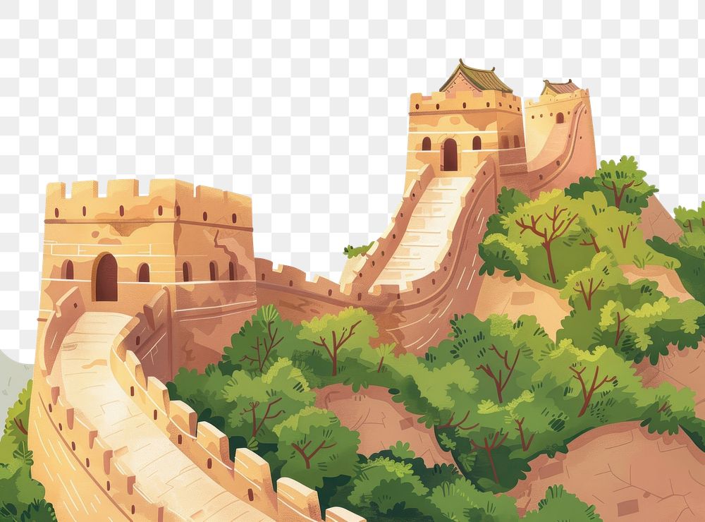 PNG Illustration of great wall of china architecture building .