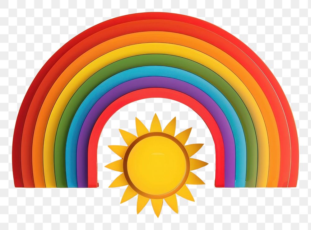 PNG Rainbow with sun icon art disk.