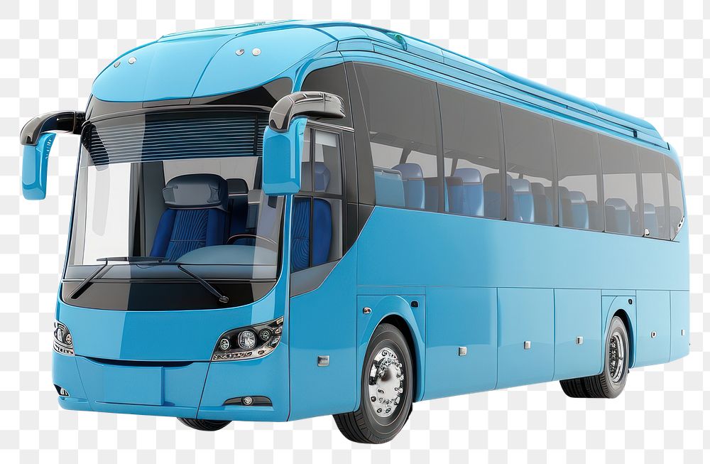 PNG  Blue coach bus transportation furniture vehicle.