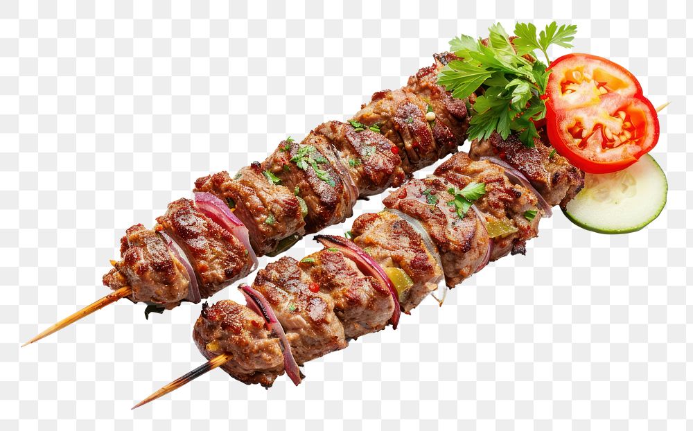 PNG Photo of kebab meat food white background.