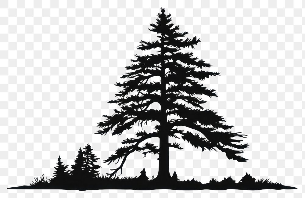 PNG Pine tree silhouette pine stencil.