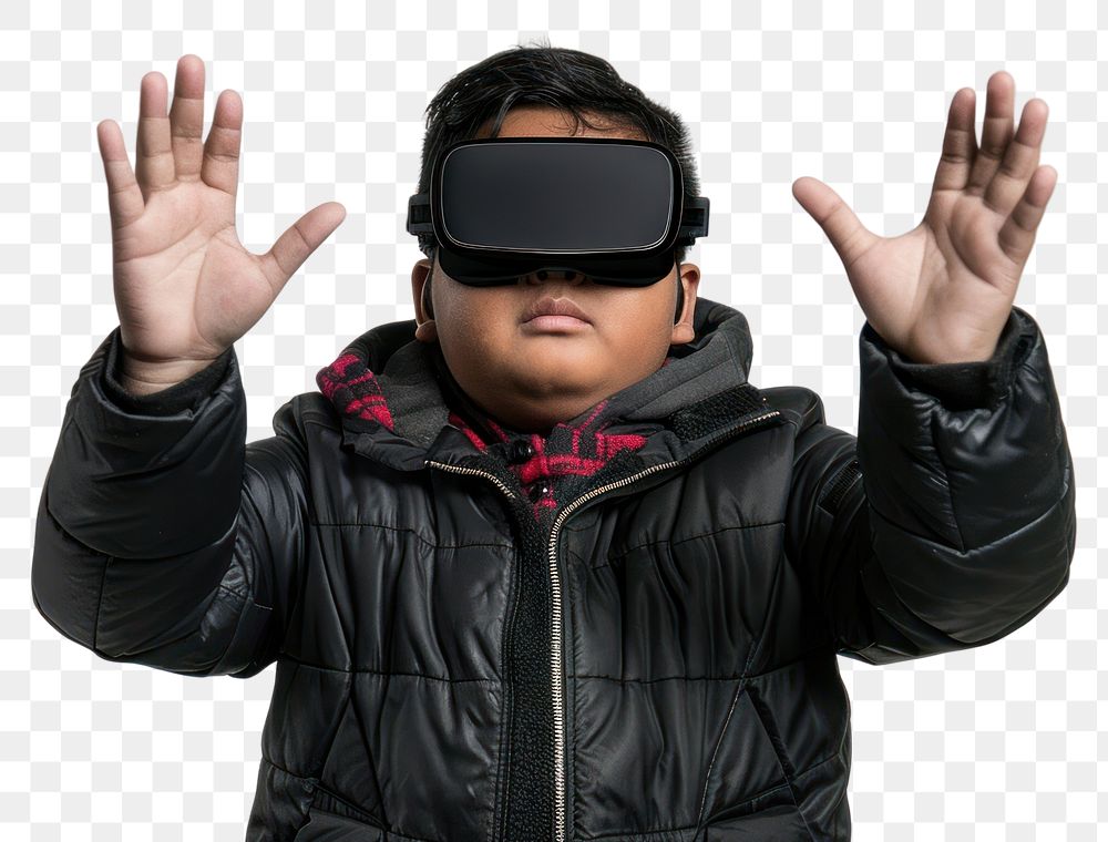 PNG Boy wearing VR glasses portrait adult hand.