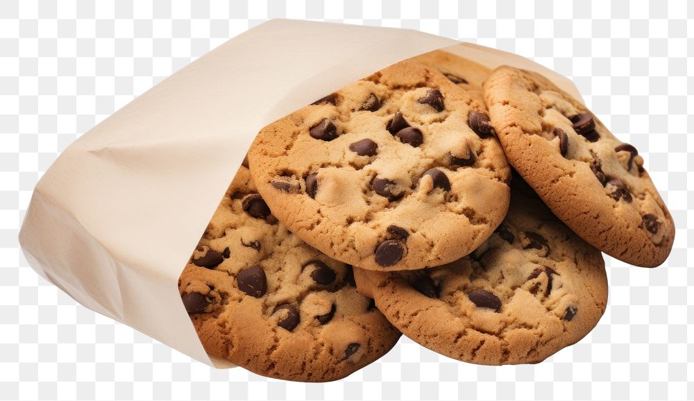 PNG Chocolate chip cookies package food white background confectionery