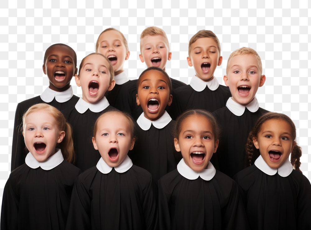 PNG Children choir portrait photo white background.