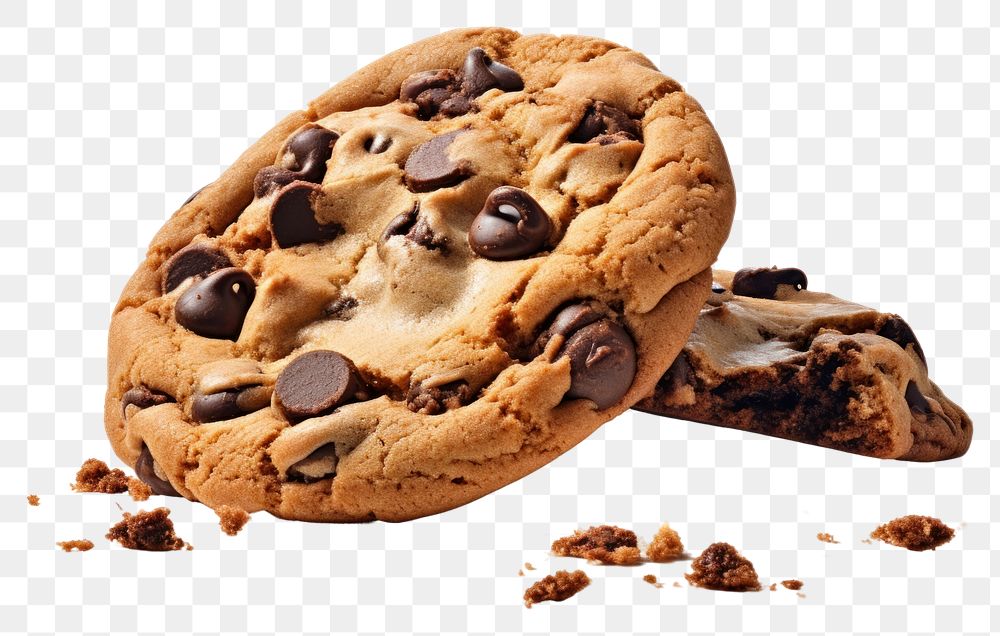 PNG Scooping chocolate chip cookies food white background confectionery.