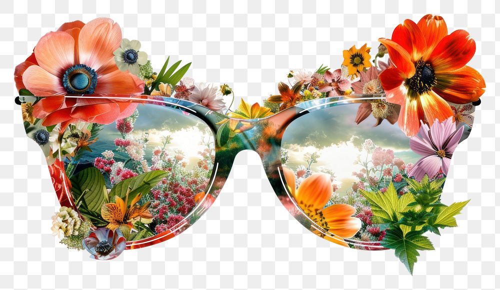 PNG Sunglasses flower pattern plant.