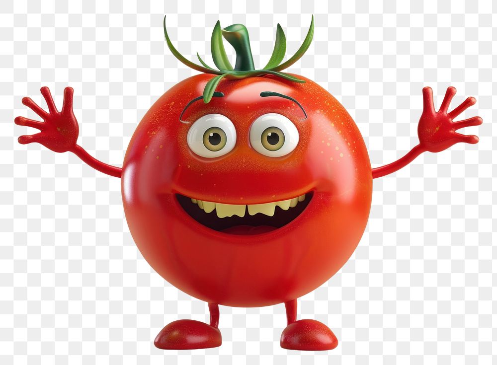 PNG 3d tomato character cartoon food anthropomorphic.