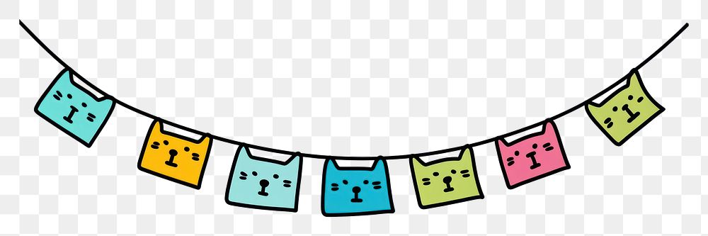 PNG Cute cat flag string number symbol text.