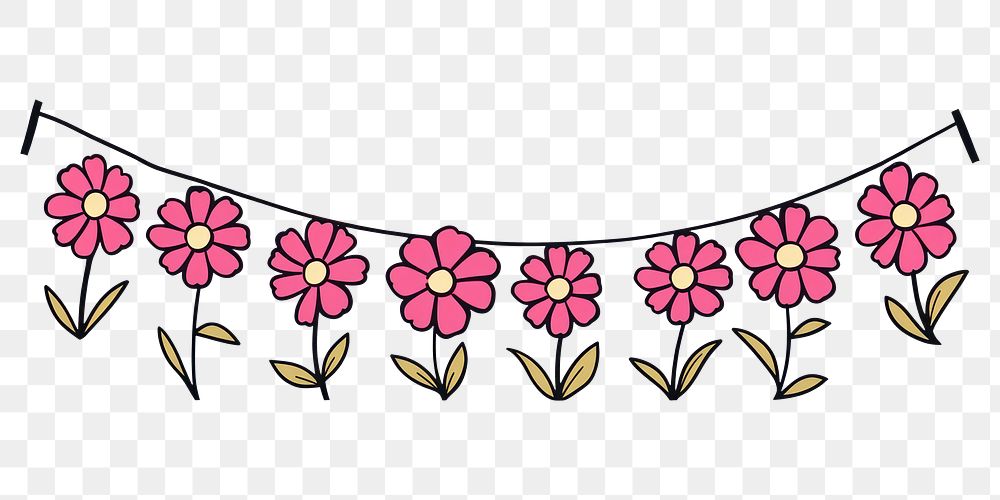 PNG Pink flowers flag string art accessories embroidery.
