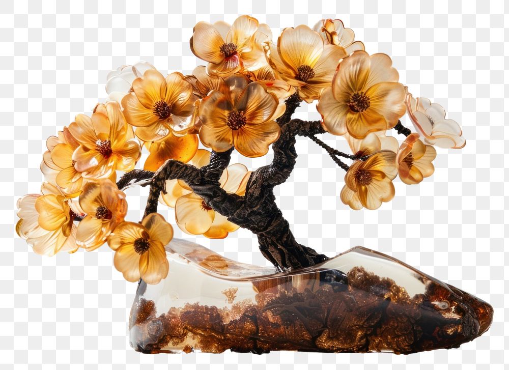 PNG Flower resin art in tree bonsai plant freshness.