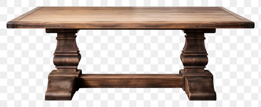 PNG Dark wooden table furniture white background architecture.