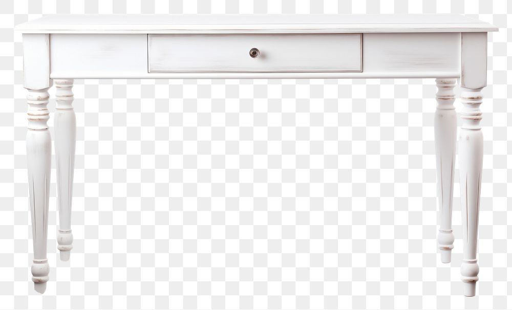 PNG White wooden table furniture drawer desk.