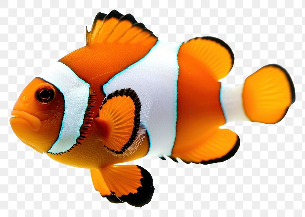 PNG Orange and white clown fish animal white background pomacentridae.