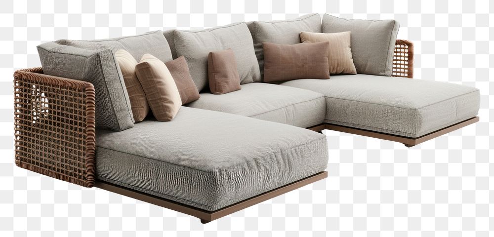 PNG Outdoor sectional minimal sofa furniture cushion pillow