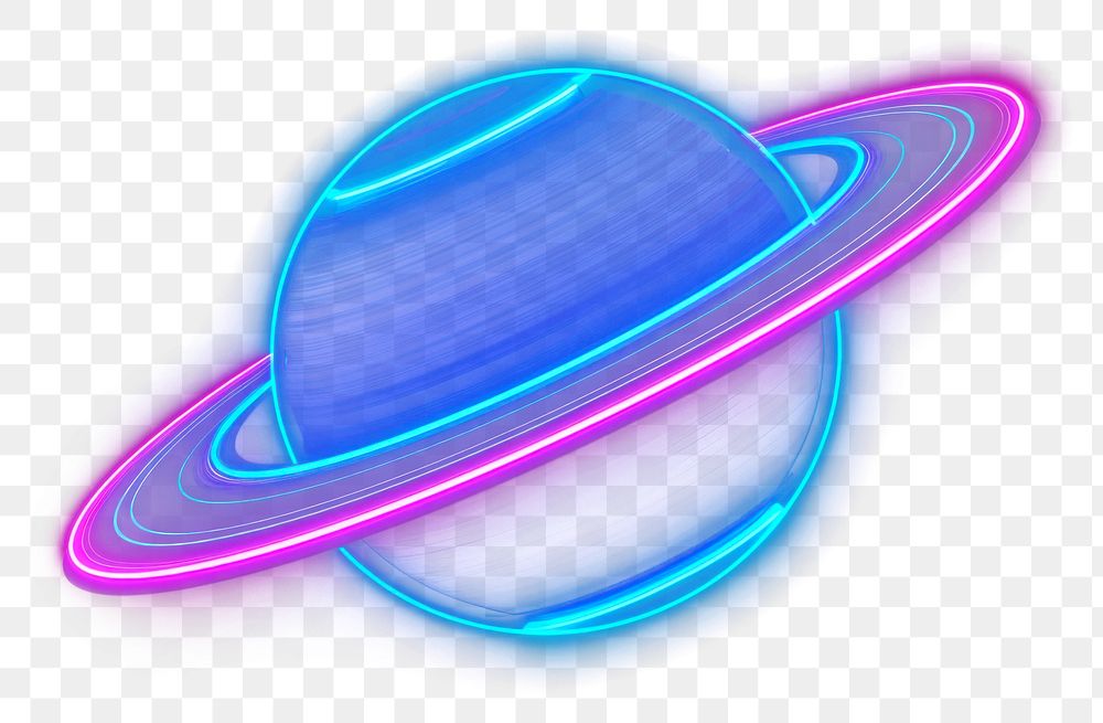 PNG Saturn neon astronomy purple