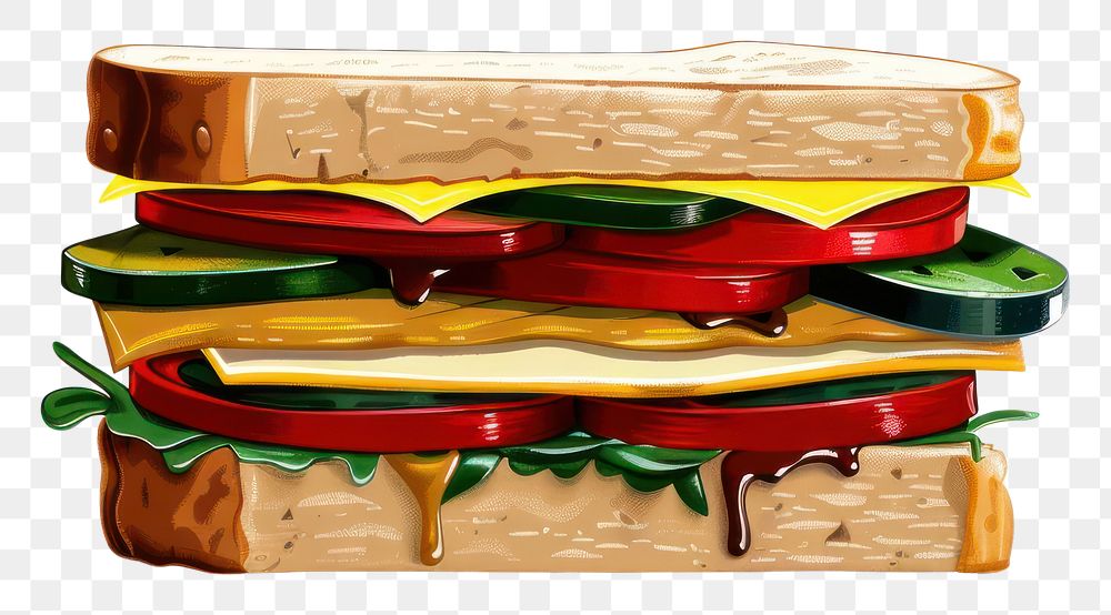 PNG Graffiti sandwich lunch bread food.