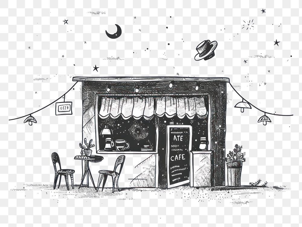 PNG Coffee cafe illustrated blackboard furniture.