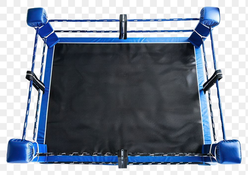 PNG Boxing ring trampoline blue white background.