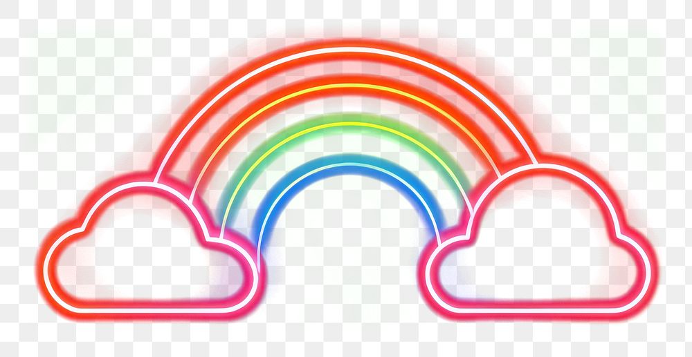 PNG Rainbow with clouds neon light disk.