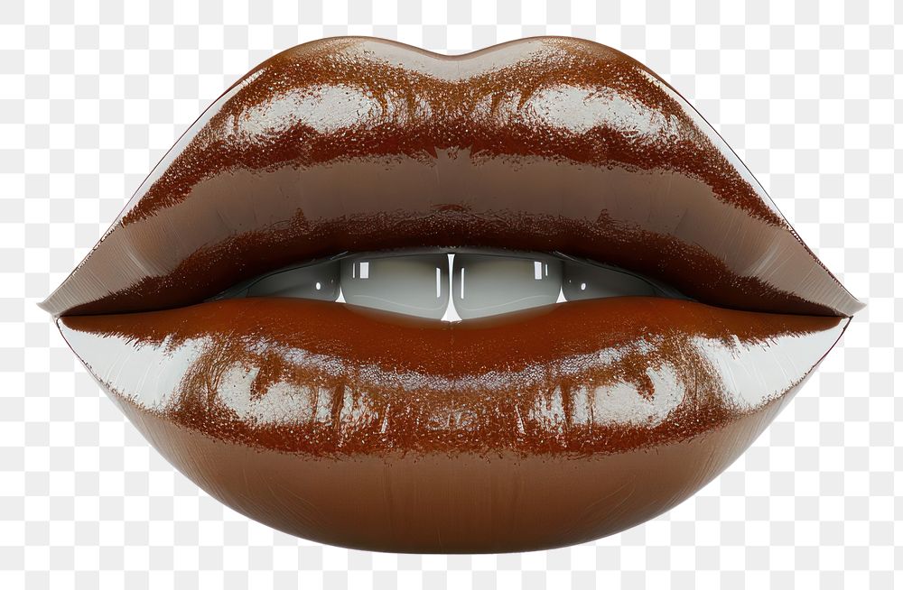 PNG Brown mouth lipstick white background cosmetics
