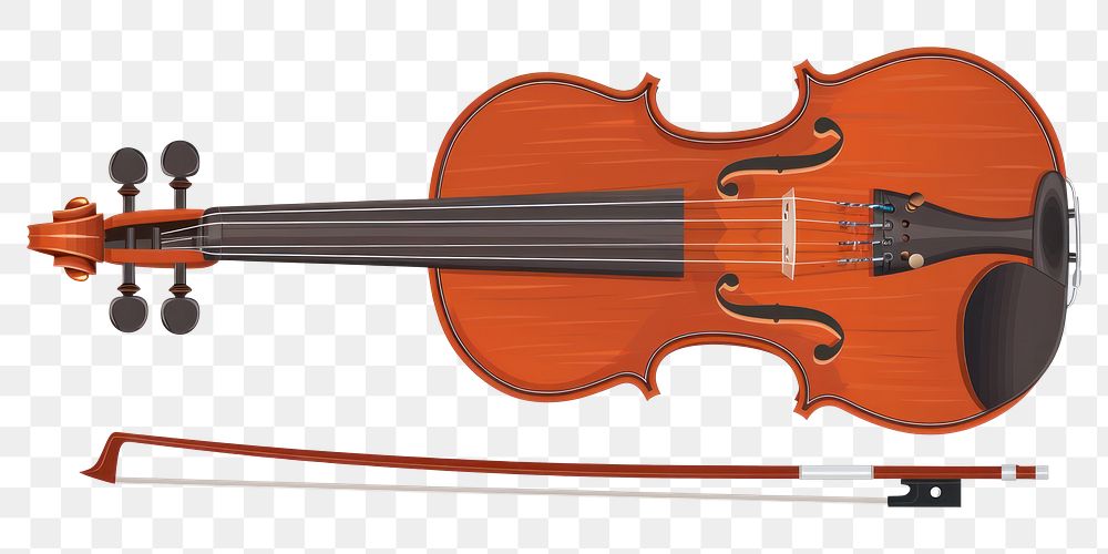 PNG Flat illustration Wooden classic violin with bow white background performance orchestra.