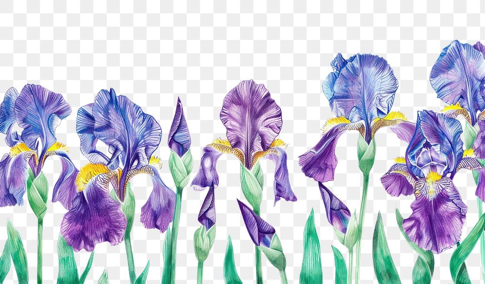 PNG Iris flower border blossom purple petal.