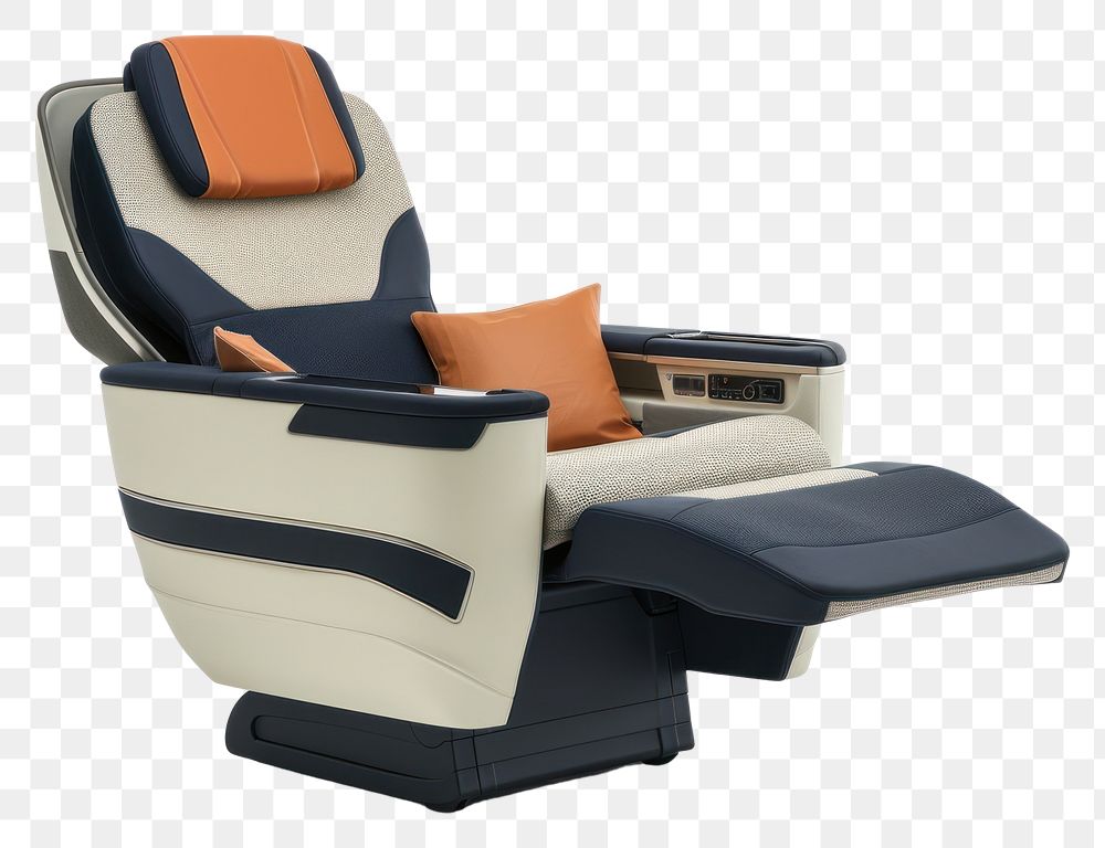 PNG Airplane business class seat furniture armchair white background.