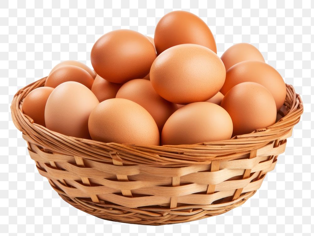 PNG  Basket of chicken eggs food.